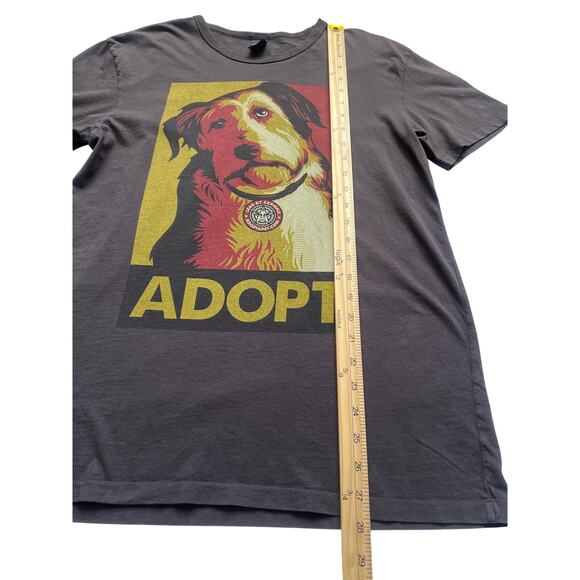 Obey T-Shirt Womens Medium Adopt Gray Short Sleeves Cotton Dog Rescue - Picture 6 of 9